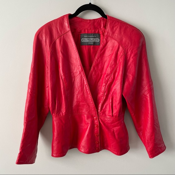 Vintage Boutique Of Leathers Red Jacket Womens Medium - Picture 2 of 7